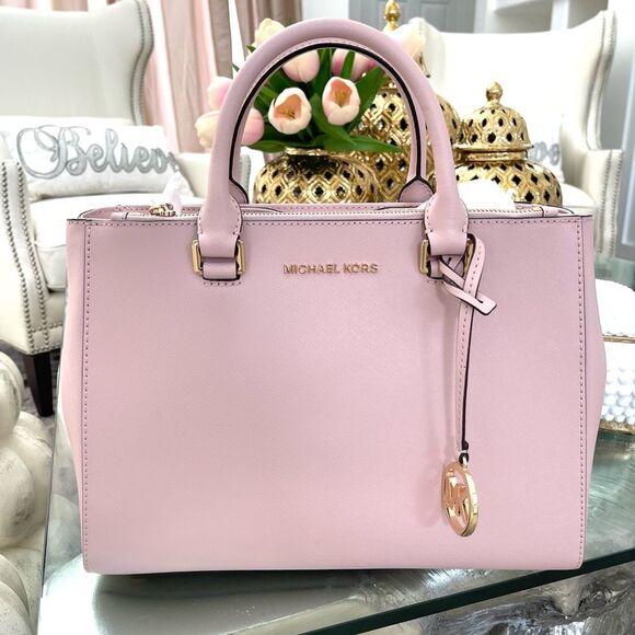 * NWT MICHAEL Michael Kors Kellen Saffiano Leather Satchel Bag, Blossom - Picture 3 of 13